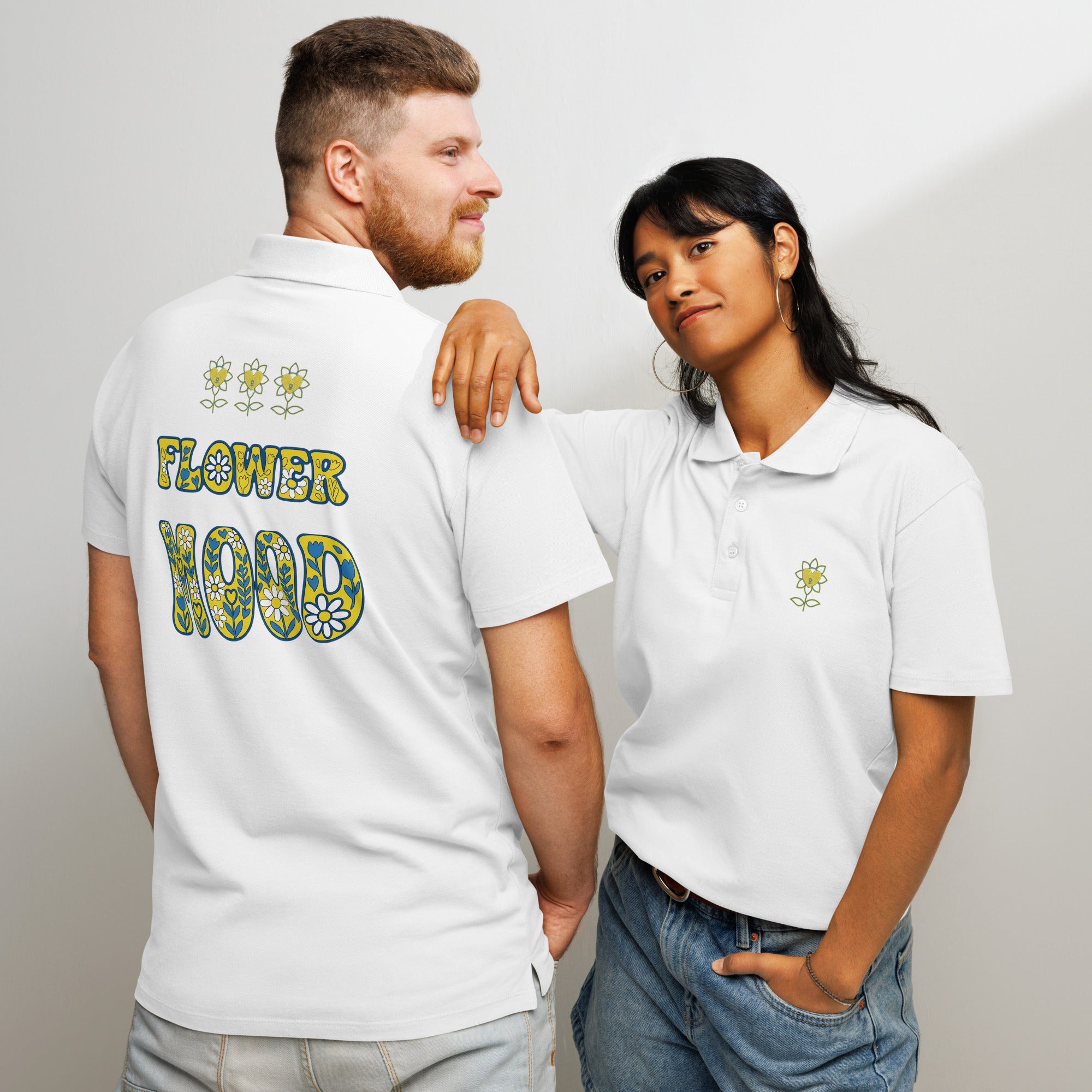 FlowerMood Premium pique polo shirt - Alivwood