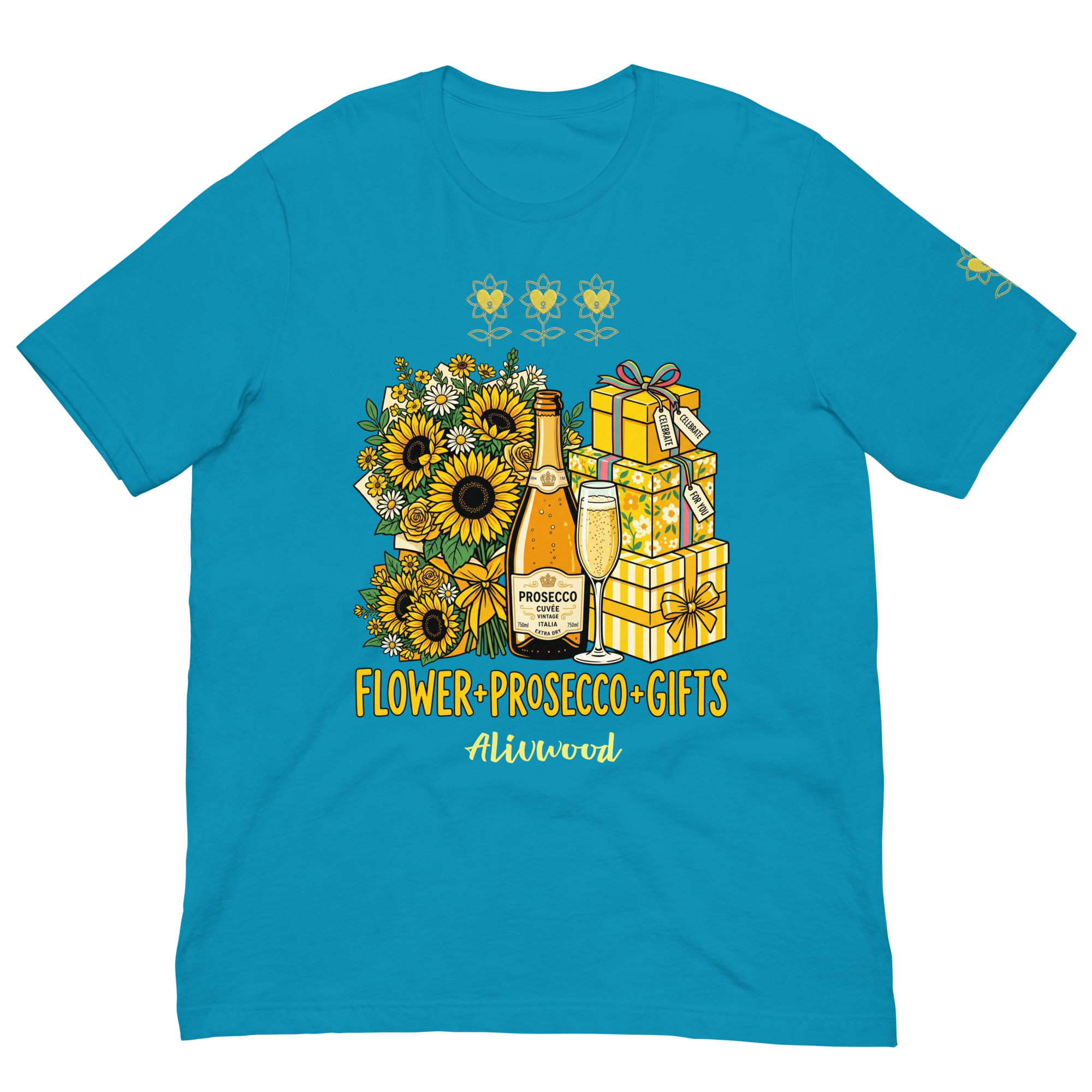 Flower+Prosecco+Gifts Unisex t-shirt - Alivwood