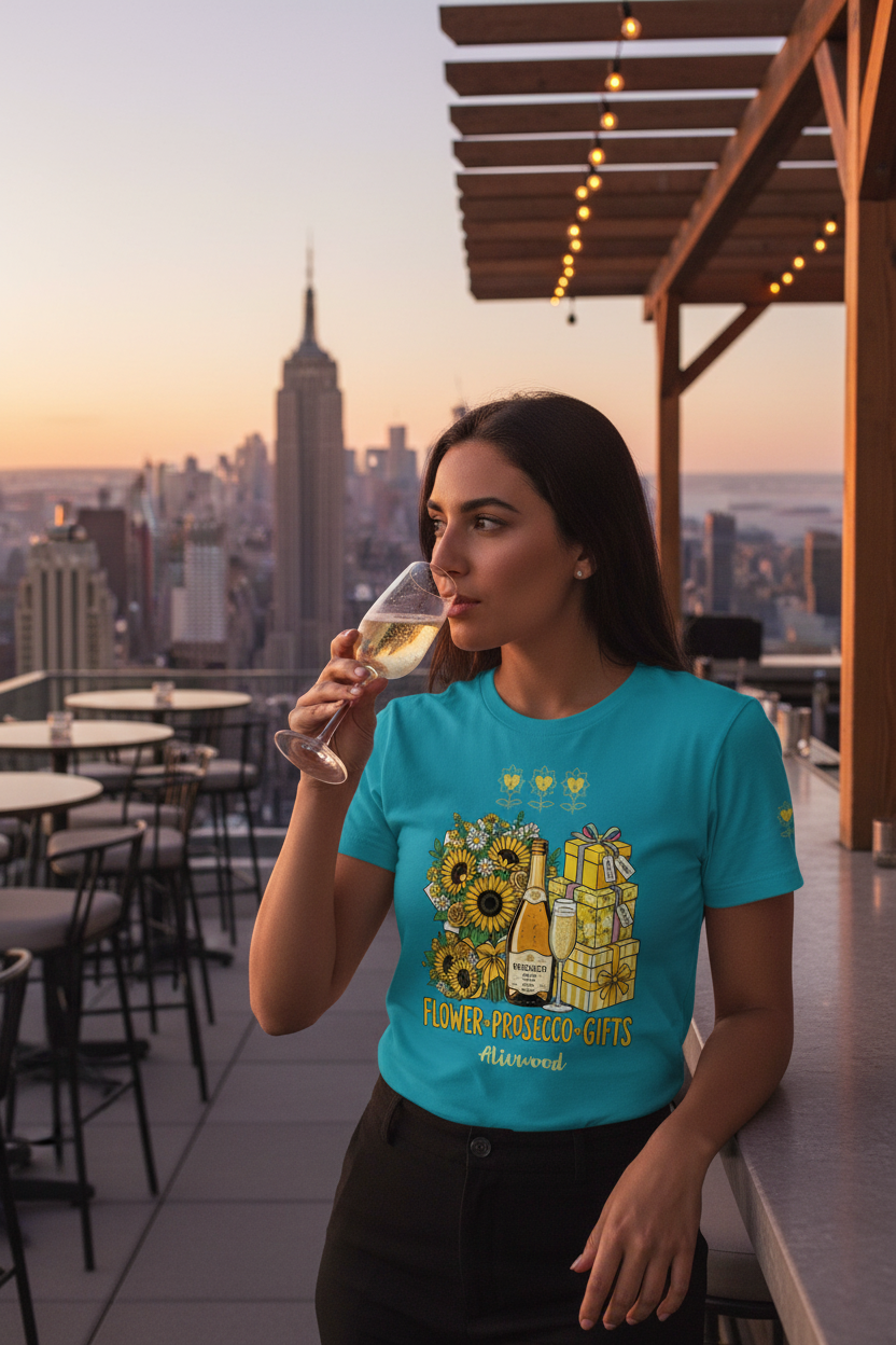 Flower+Prosecco+Gifts Unisex t-shirt - Alivwood