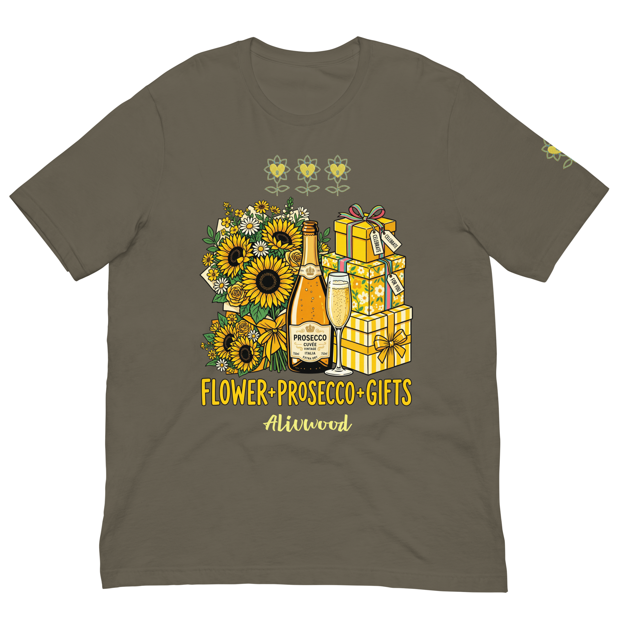 Flower+Prosecco+Gifts Unisex t-shirt - Alivwood