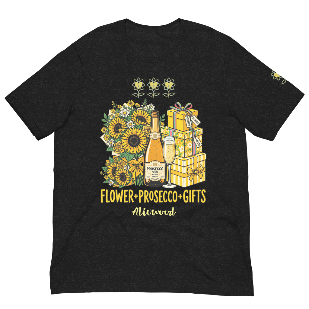 Flower+Prosecco+Gifts Unisex t-shirt - Alivwood