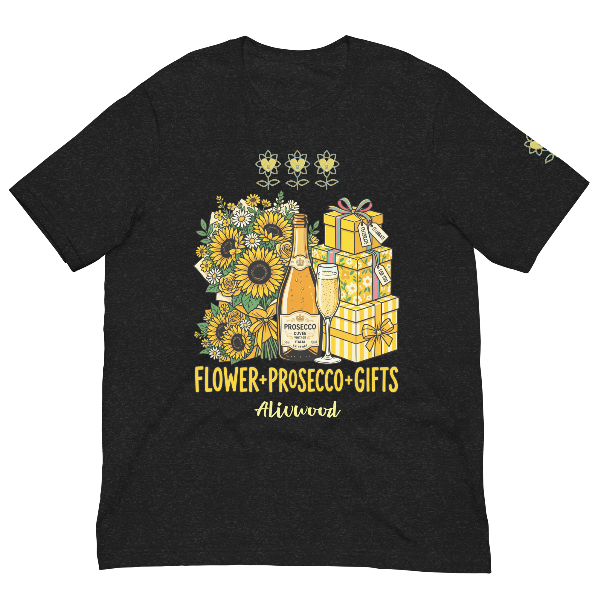 Flower+Prosecco+Gifts Unisex t-shirt - Alivwood