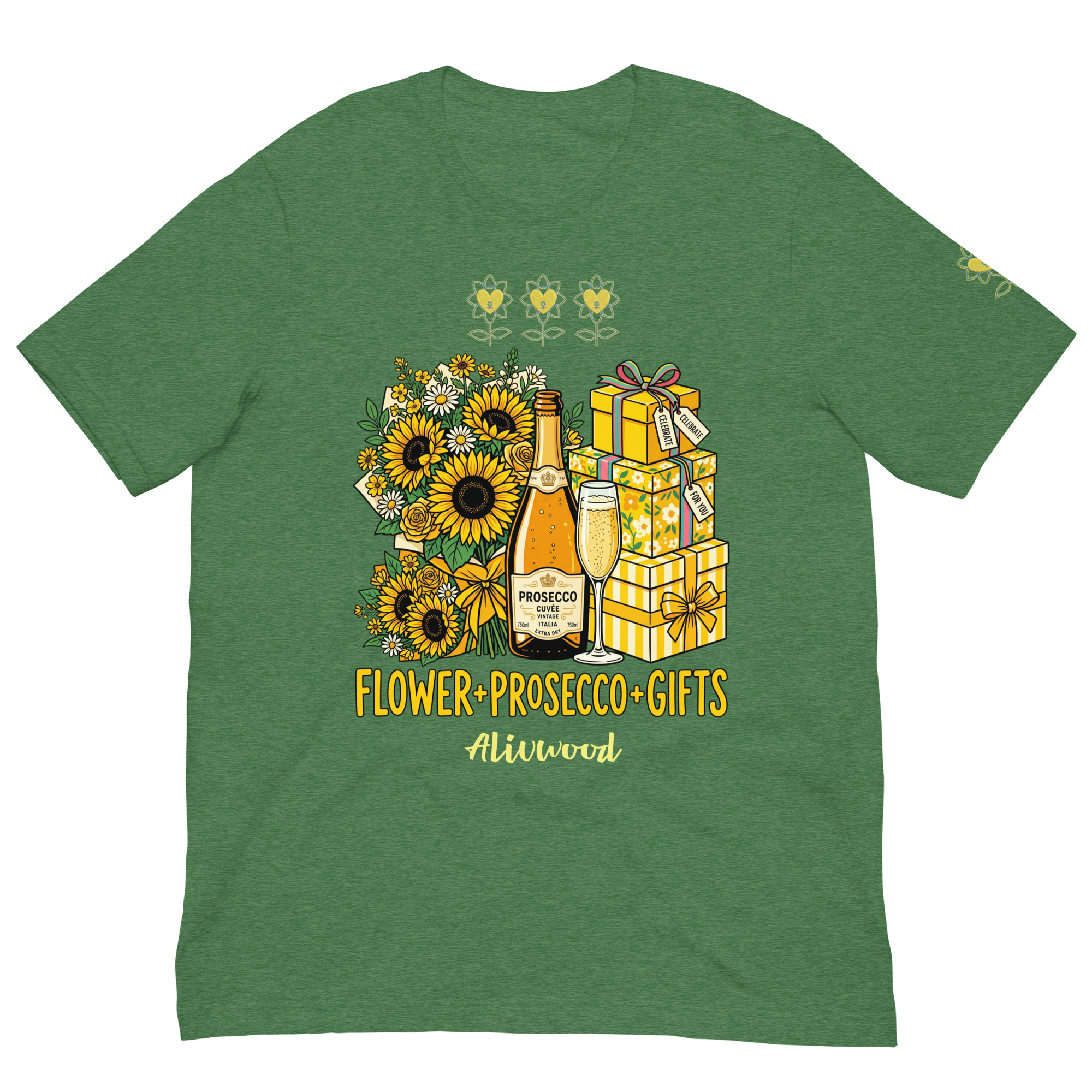 Flower+Prosecco+Gifts Unisex t-shirt - Alivwood
