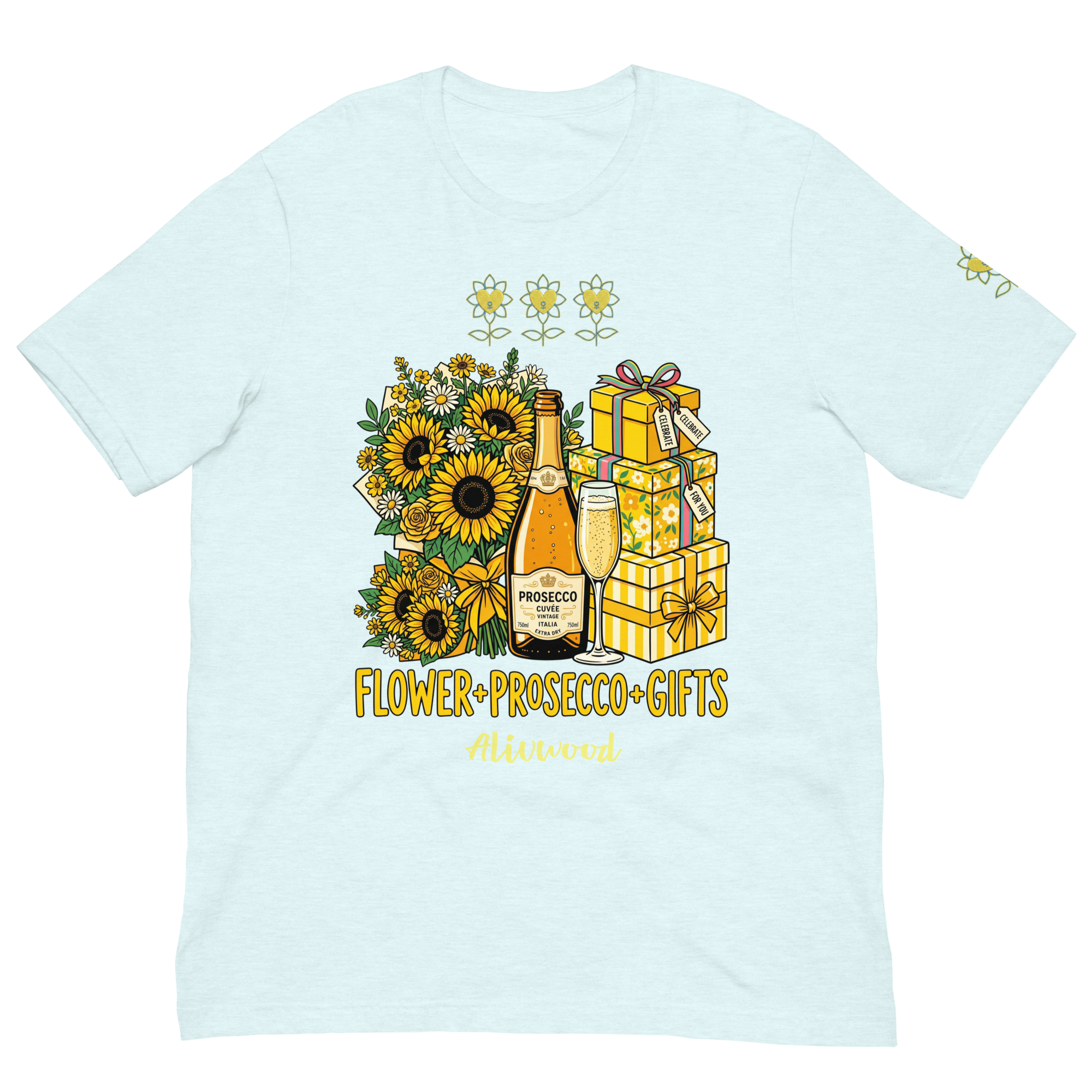 Flower+Prosecco+Gifts Unisex t-shirt - Alivwood