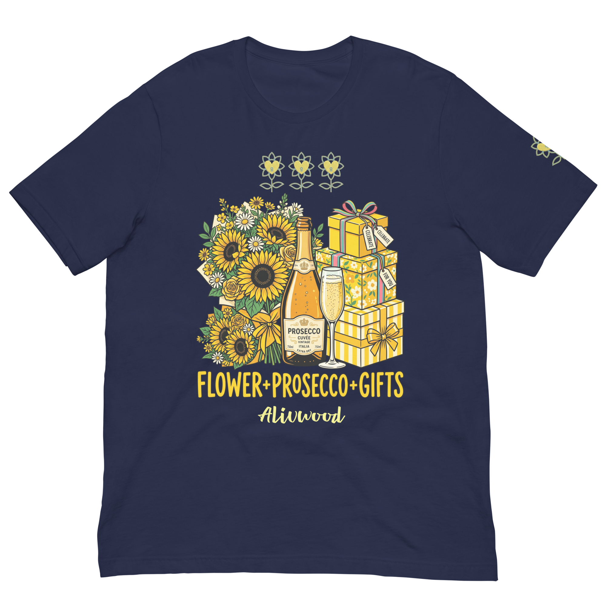 Flower+Prosecco+Gifts Unisex t-shirt - Alivwood