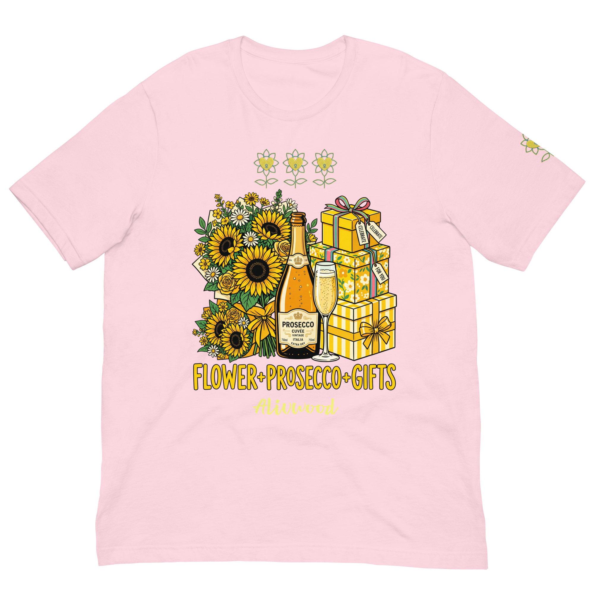 Flower+Prosecco+Gifts Unisex t-shirt - Alivwood