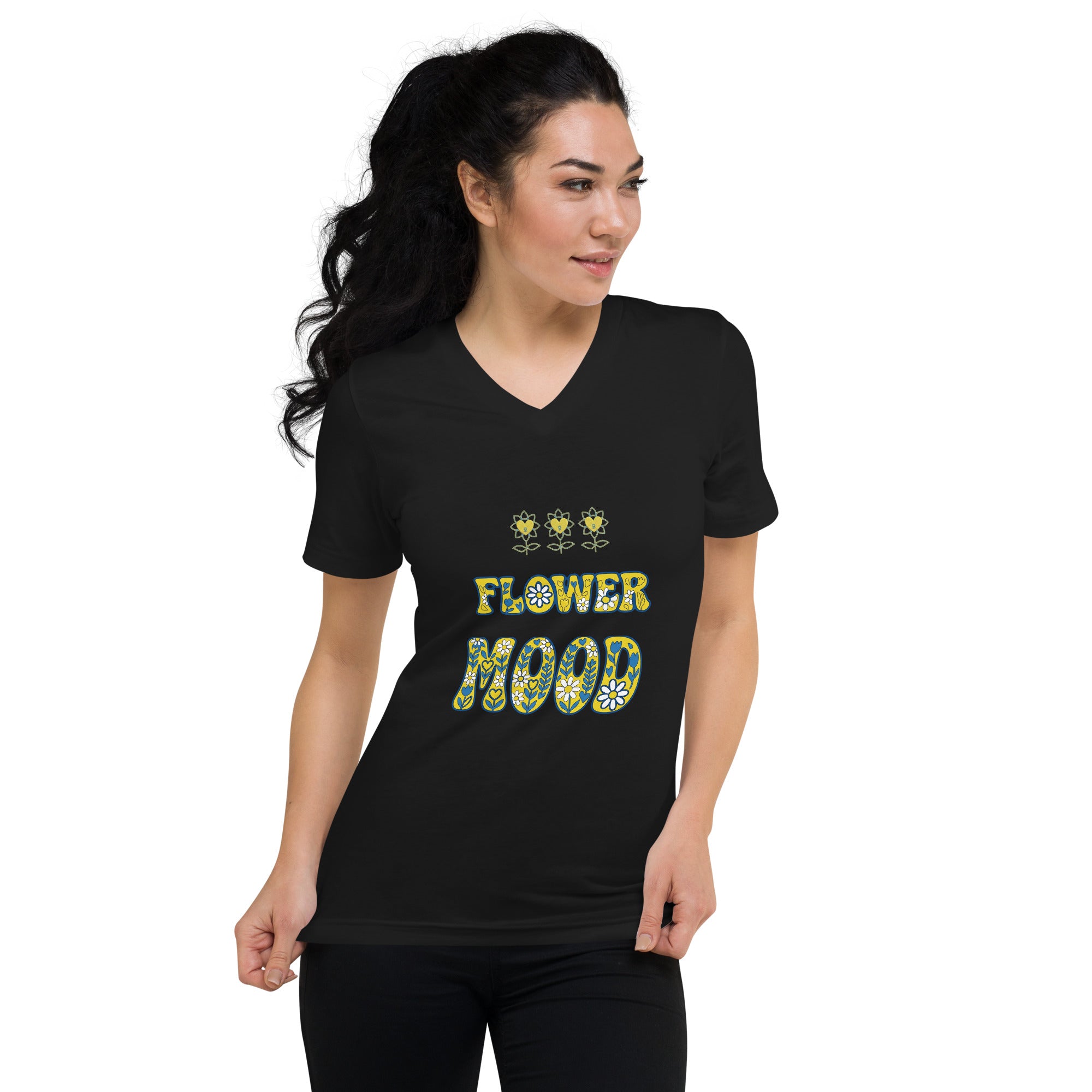 FlowerMood Unisex Short Sleeve V-Neck T-Shirt - Alivwood