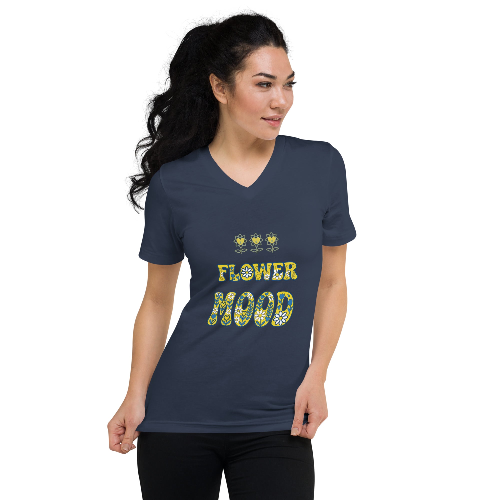 FlowerMood Unisex Short Sleeve V-Neck T-Shirt - Alivwood