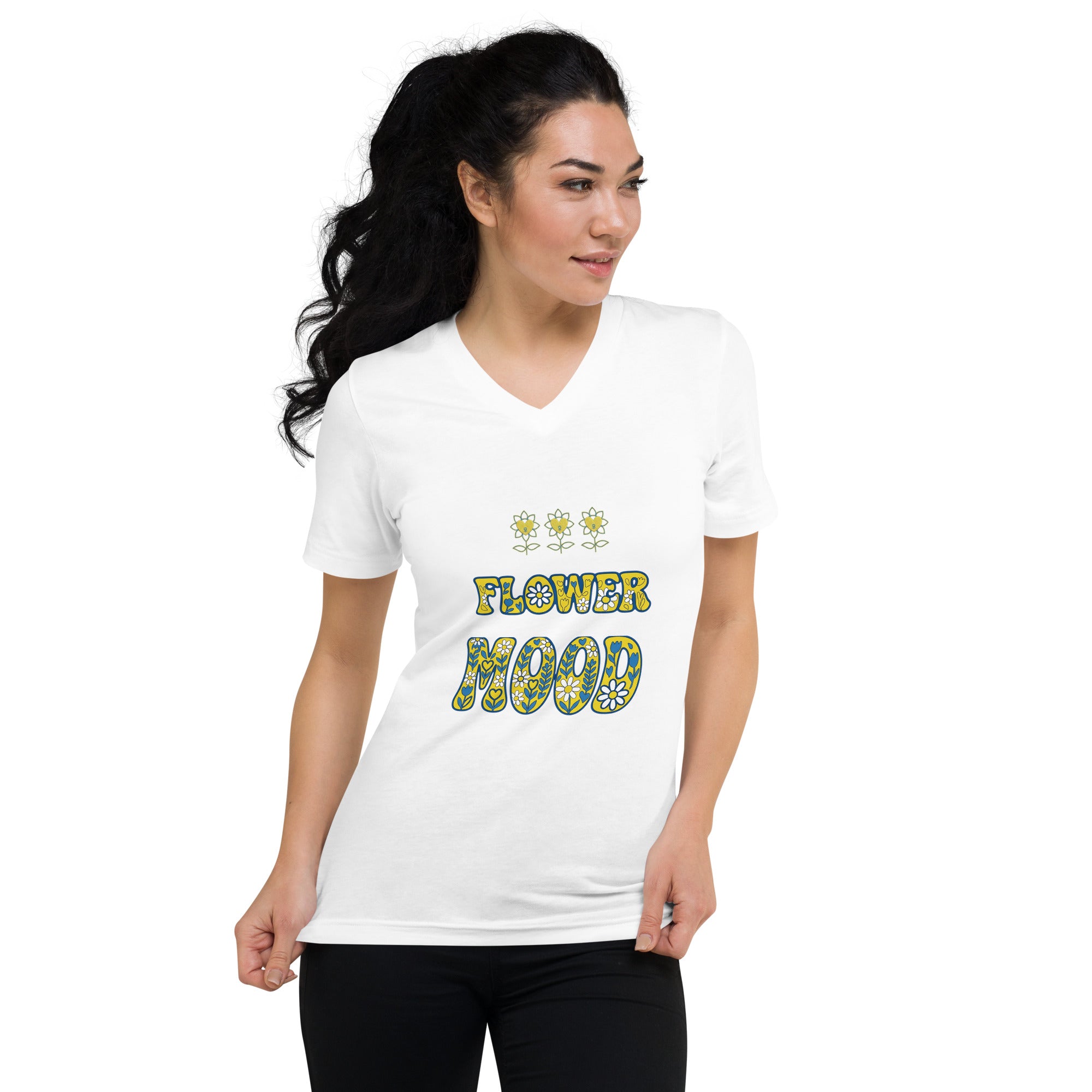 FlowerMood Unisex Short Sleeve V-Neck T-Shirt - Alivwood