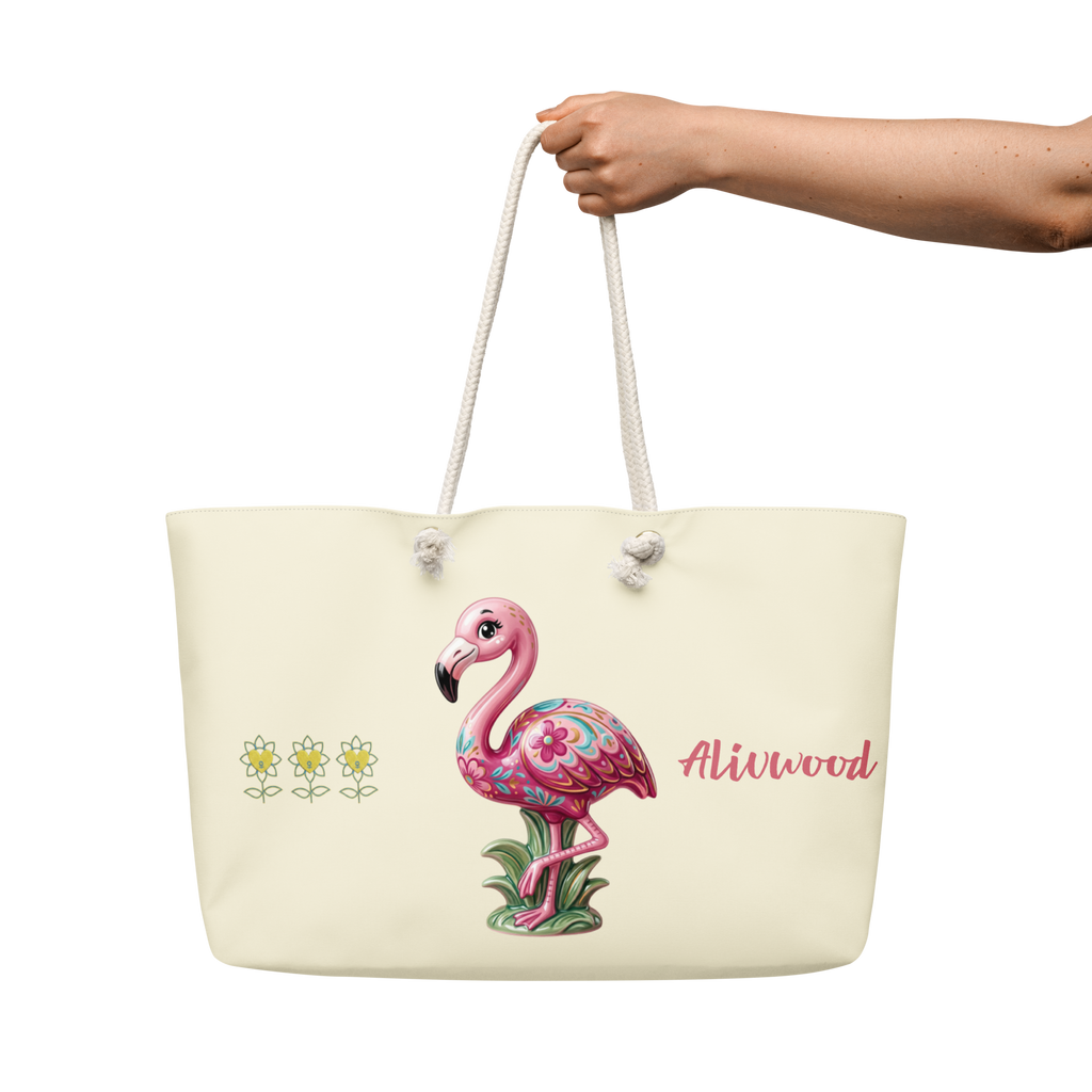 BrightBelieveBloom Apricot White Oversized weekender bag - Alivwood