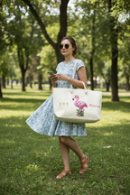 BrightBelieveBloom Apricot White Oversized weekender bag - Alivwood