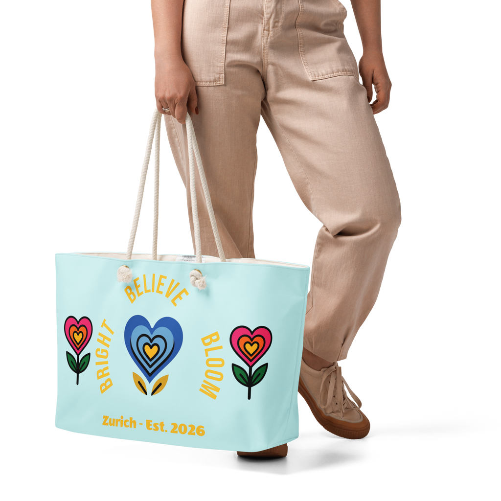 BrightBelieveBloom Light Cyan Oversized weekender bag - Alivwood