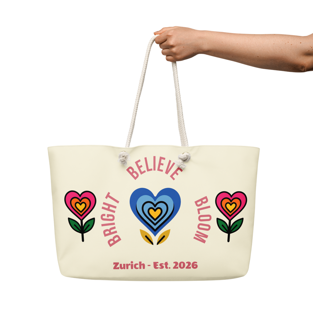 BrightBelieveBloom Apricot White Oversized weekender bag - Alivwood