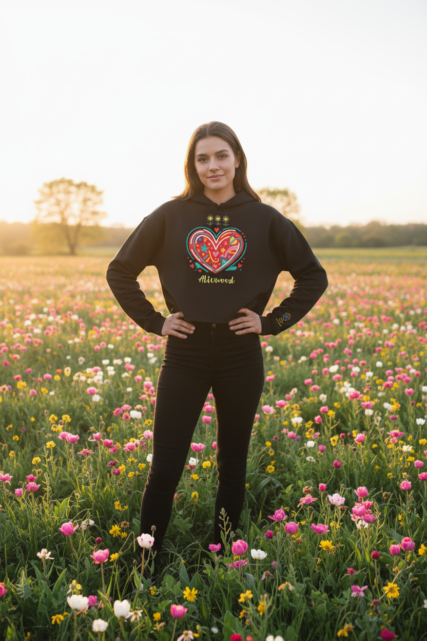 Alivwood Big Heart Crop Hoodie - Alivwood