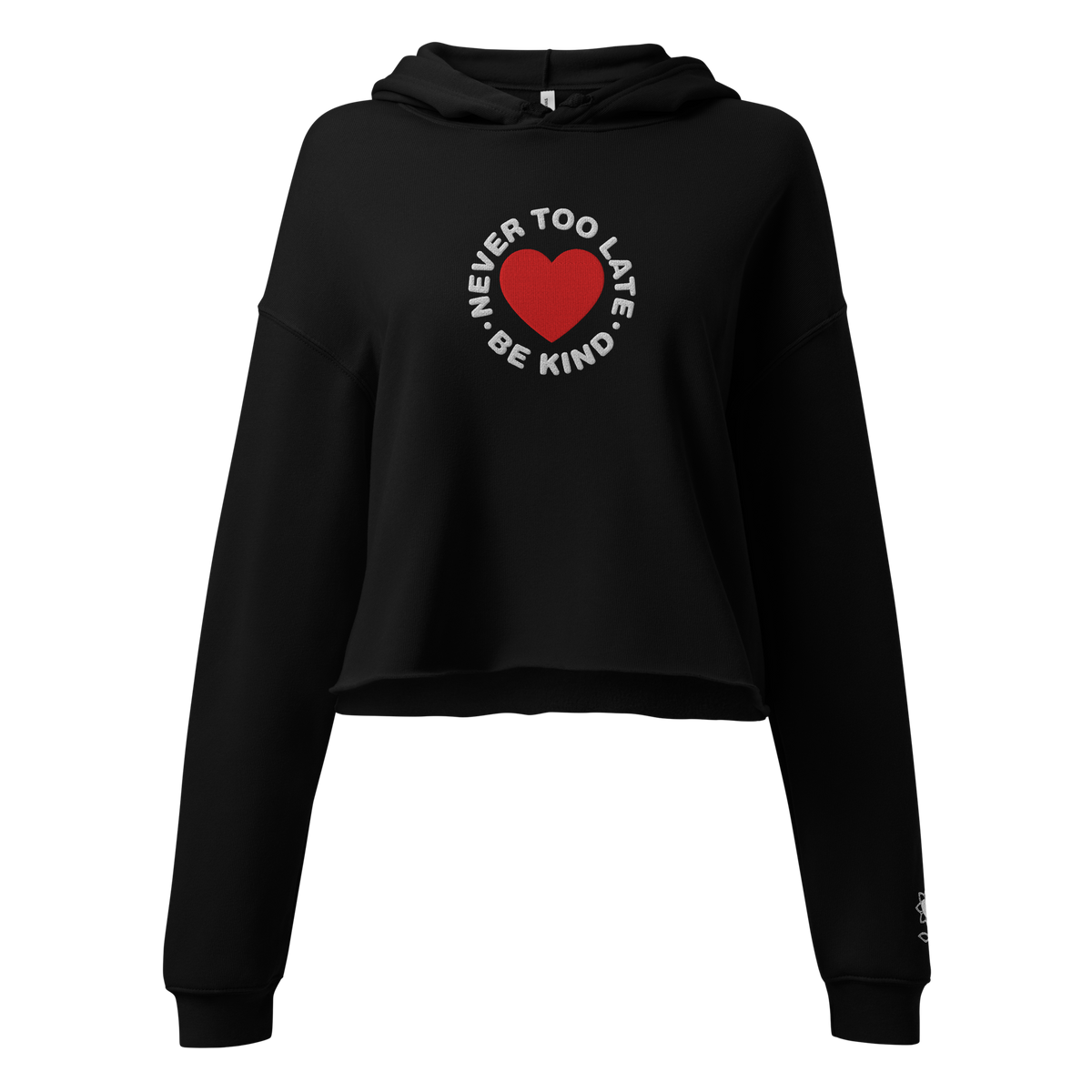 Never too late Embroidery Crop Hoodie - Alivwood