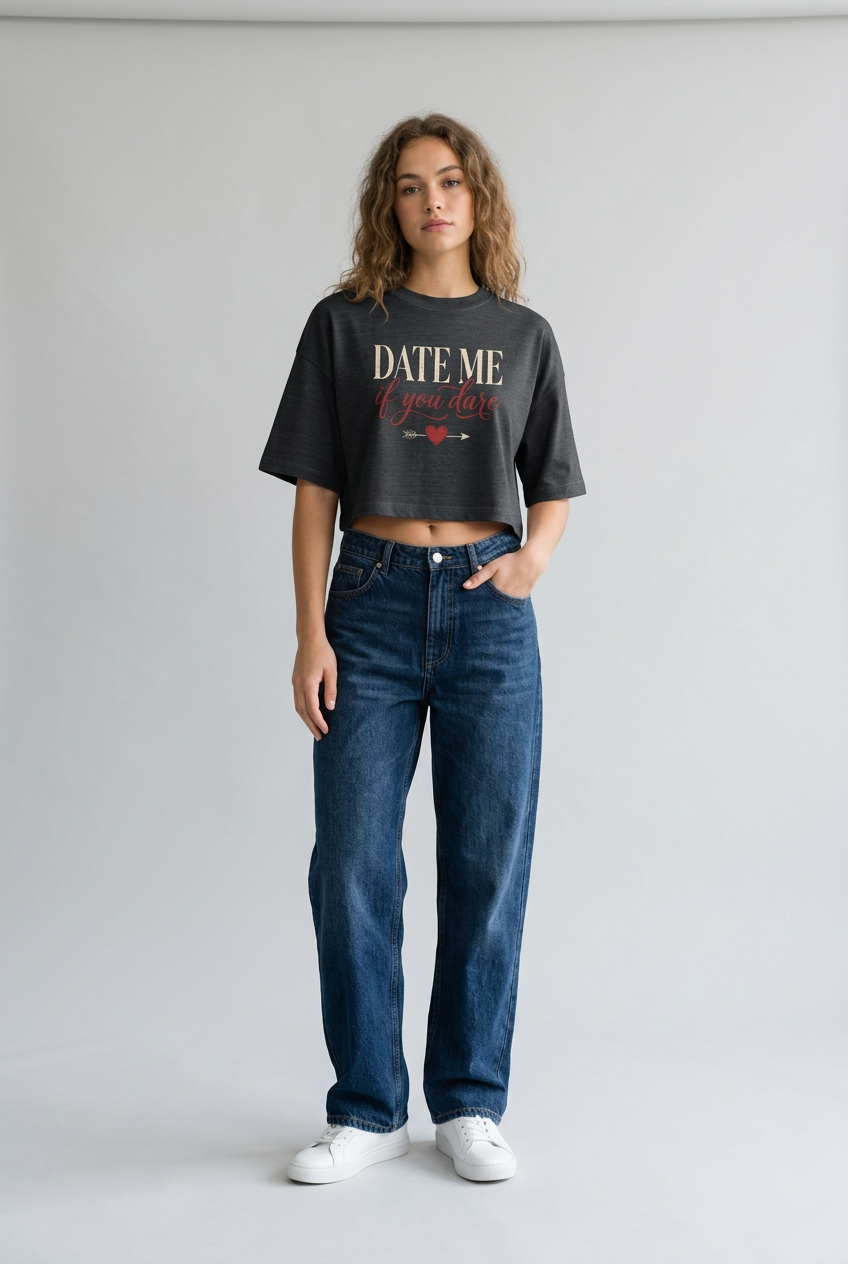 Date me Women’s garment dye cropped tee