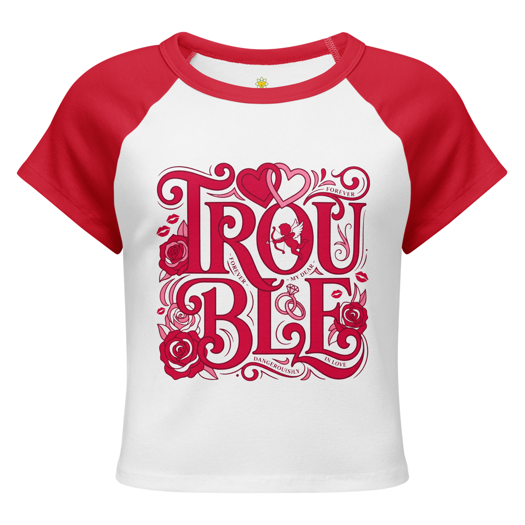 Trouble Women’s micro rib raglan baby tee - Alivwood