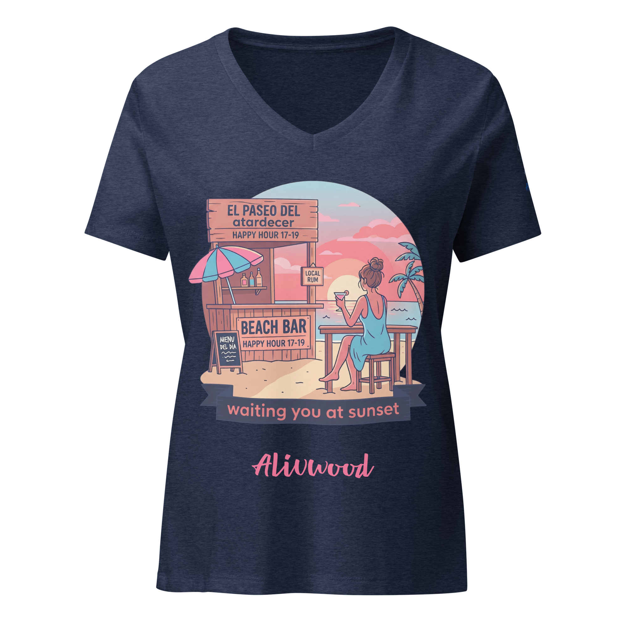 Waiting you at sunset Women’s relaxed v-neck t-shirt - Alivwood