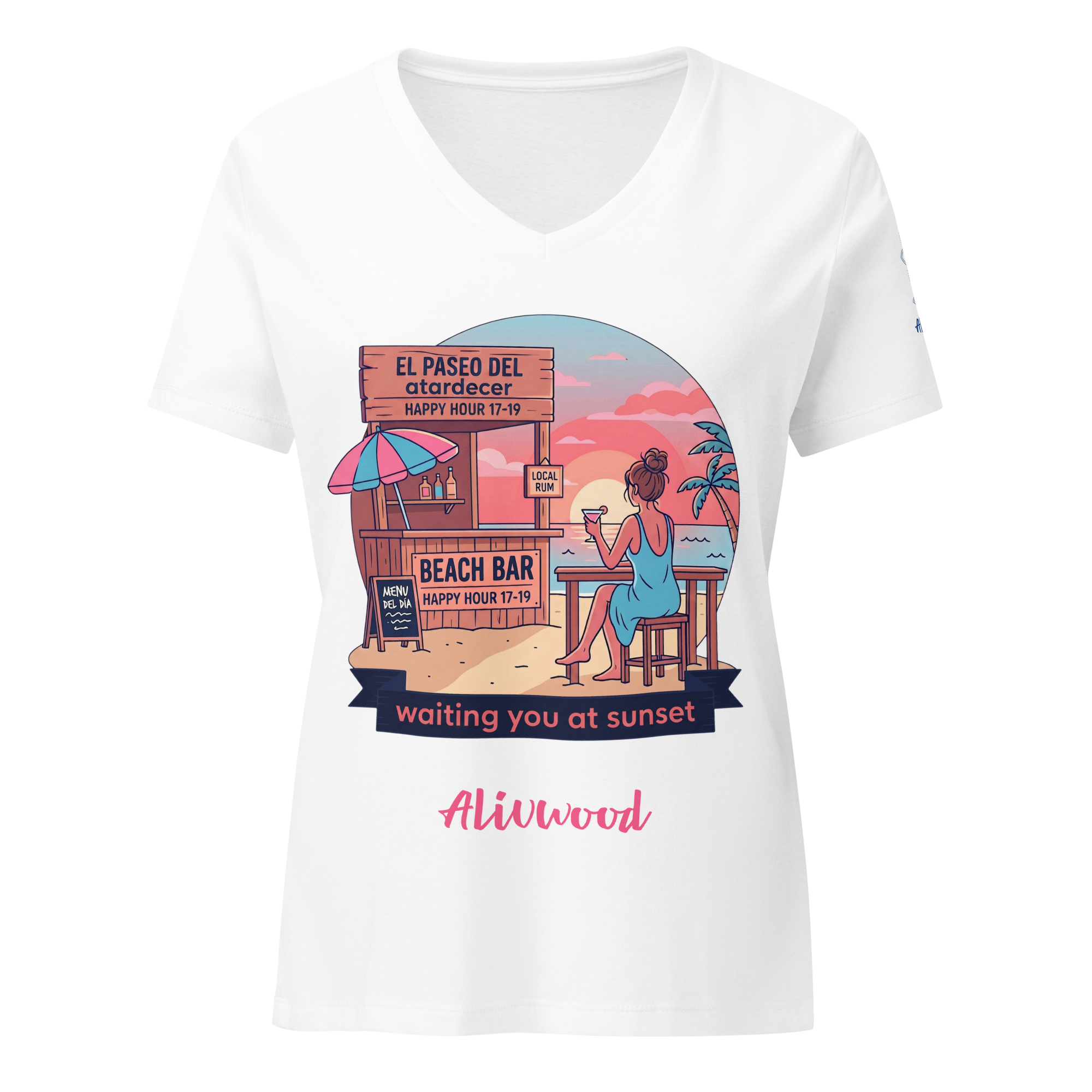 Waiting you at sunset Women’s relaxed v-neck t-shirt - Alivwood