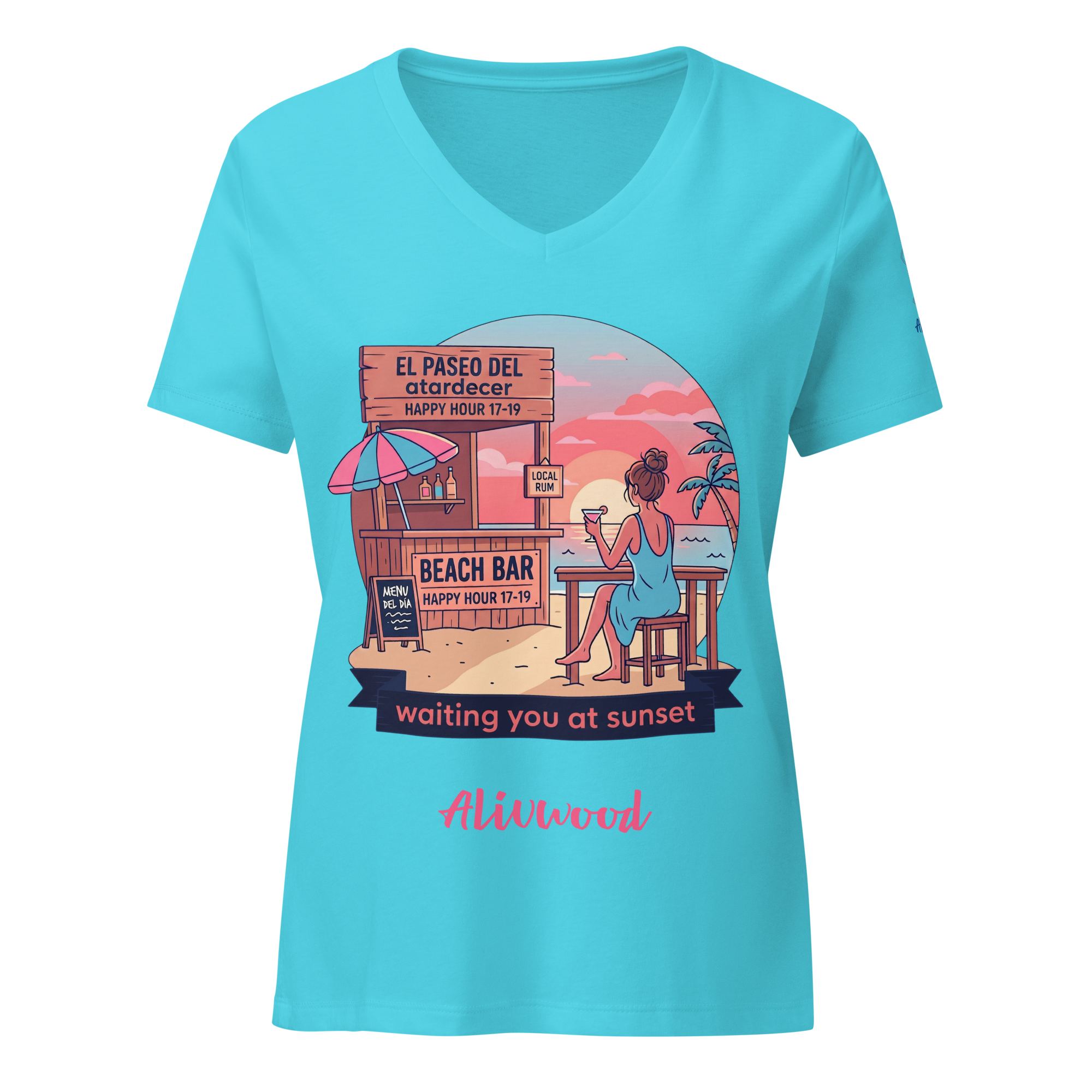 Waiting you at sunset Women’s relaxed v-neck t-shirt - Alivwood